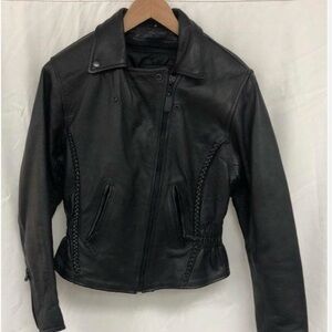 Ladies-Vance Leather Braid and Stud Fitted Motorcycle Jacket